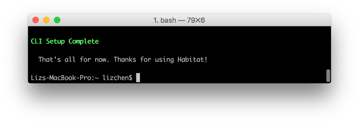 Completed Hab CLI setup output